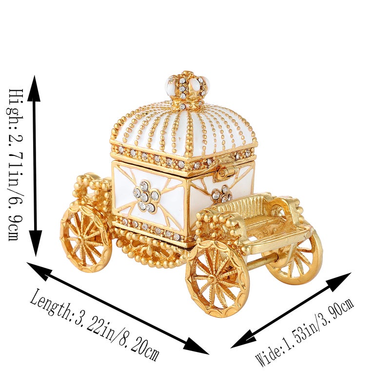 QIFU Enameled Royal Carriage Style Trinket Box Hinged, Unique Gift for Family - Image 4
